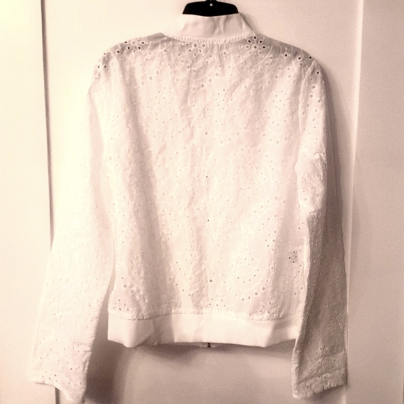 Casual Shein White eyelet silver zippered jacket size medium - Picture 2 of 4
